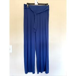 GAIAM Blue Tie Waist Wide Leg Stretch Yoga Workout Activewear Lounge Pants Small